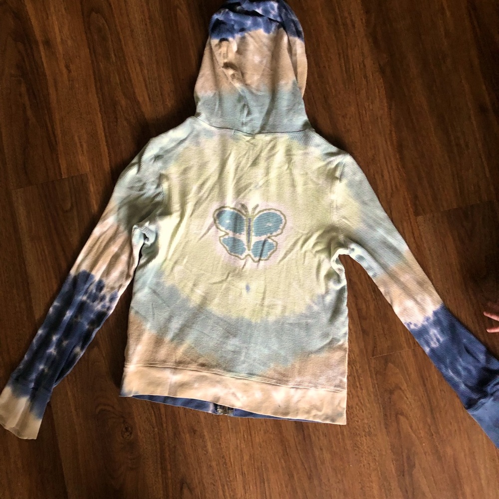 💖5/$25 Butterfly thermal tie dye jacket w/ hood